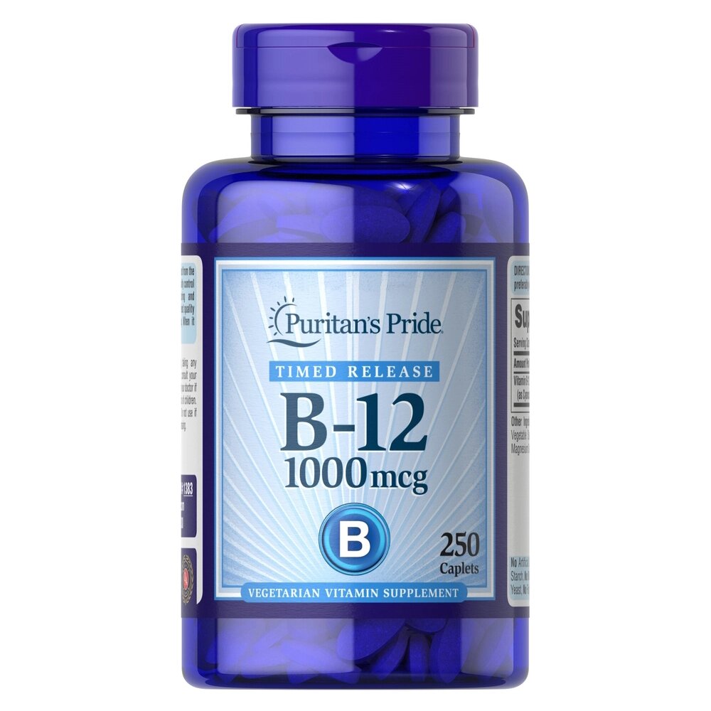 Вітаміни та мінерали Puritan's Pride Vitamin B-12 1000 mcg Timed Release, 250 каплет від компанії Shock km ua - фото 1