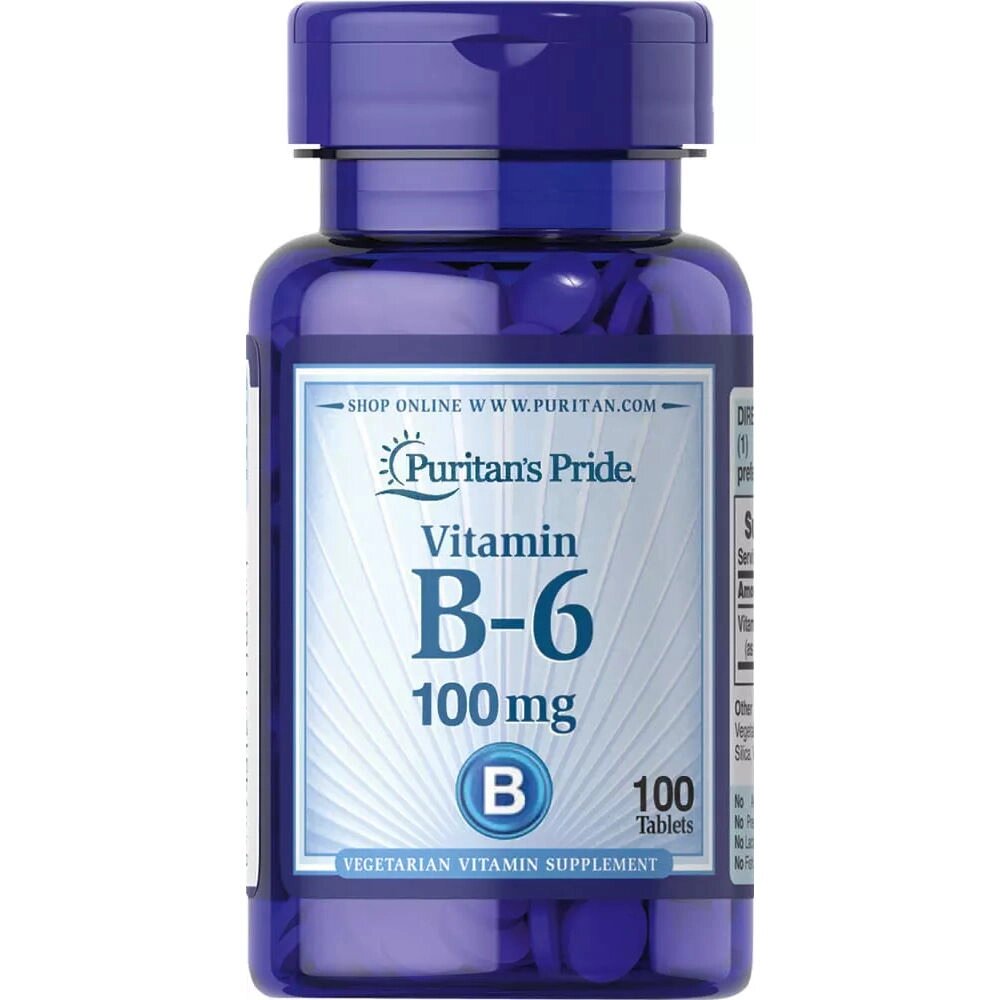 Вітаміни та мінерали Puritan's Pride Vitamin B-6 100 mg, 100 таблеток від компанії Shock km ua - фото 1