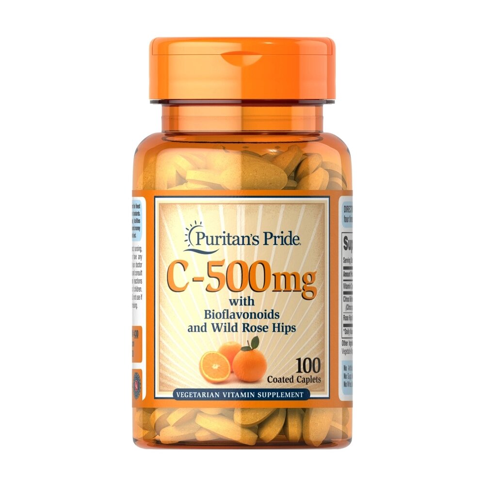 Вітаміни та мінерали Puritan's Pride Vitamin C-500 mg with Bioflavonoids and Rose Hips, 100 каплет від компанії Shock km ua - фото 1