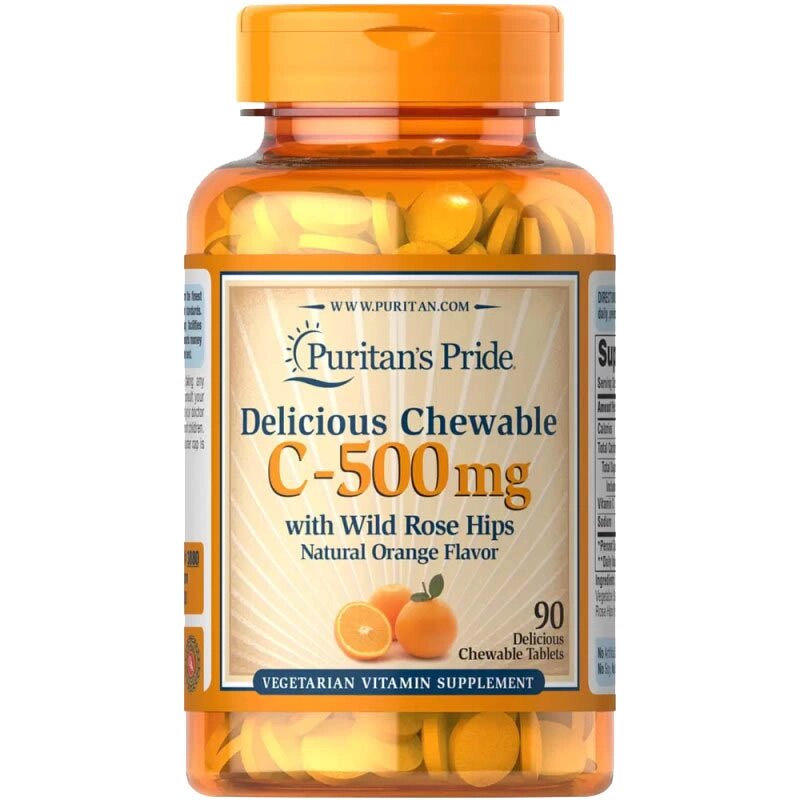 Вітаміни та мінерали Puritan's Pride Vitamin C-500 mg with Rose Hips, 90 жувальних таблеток від компанії Shock km ua - фото 1
