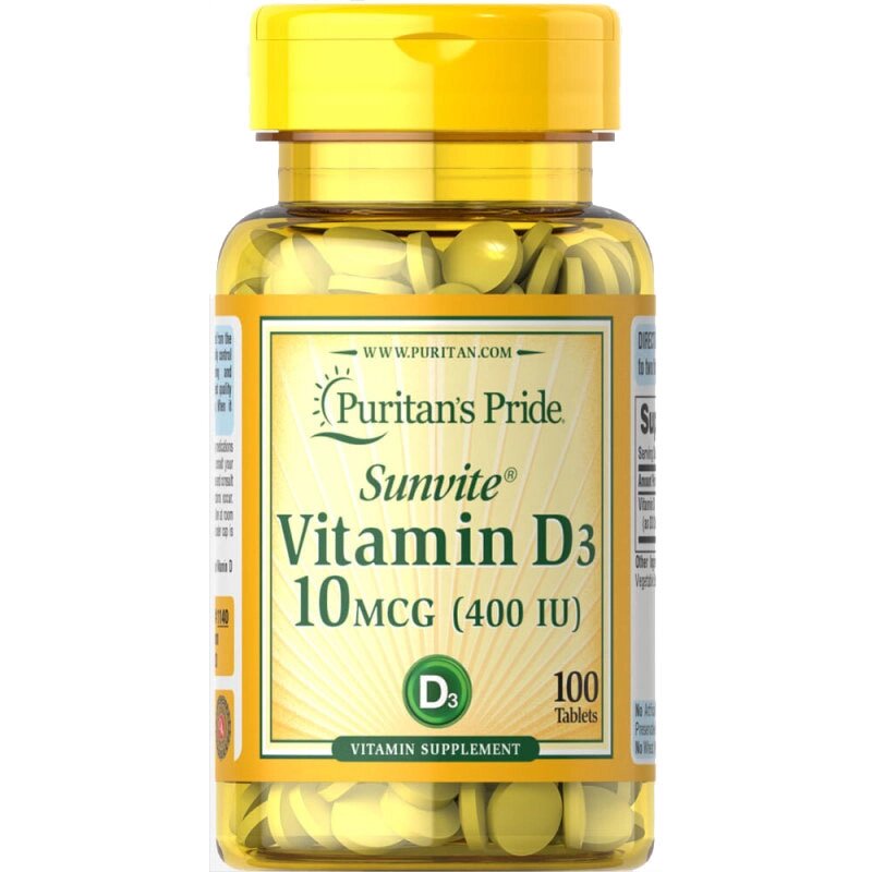 Вітаміни та мінерали Puritan's Pride Vitamin D3 400 IU, 100 таблеток від компанії Shock km ua - фото 1
