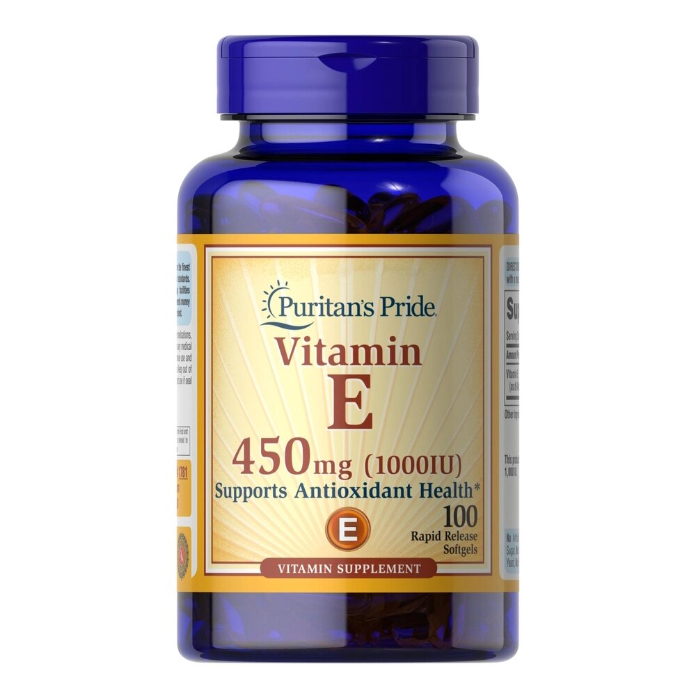 Вітаміни та мінерали Puritan's Pride Vitamin E 1000 IU (450 mg), 100 капсул від компанії Shock km ua - фото 1