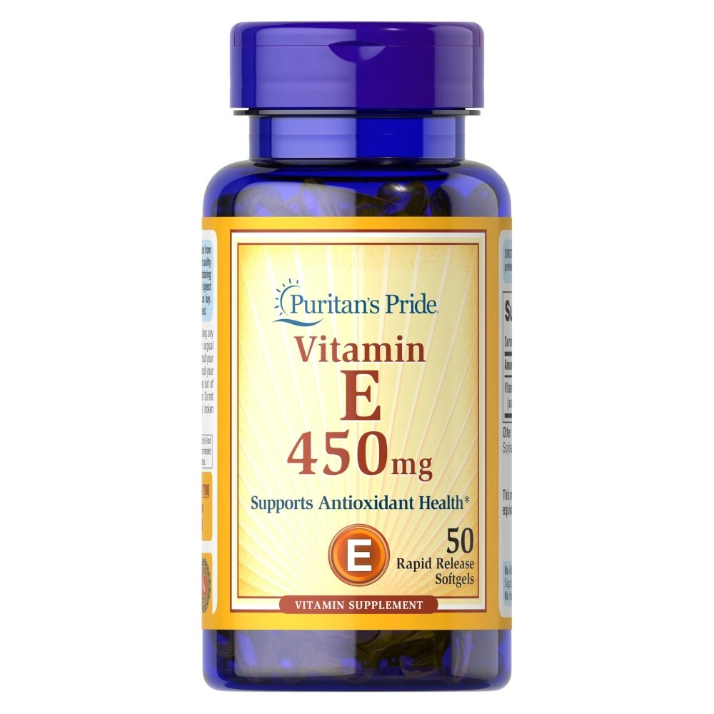 Вітаміни та мінерали Puritan's Pride Vitamin E 1000 IU (450 mg), 50 капсул від компанії Shock km ua - фото 1