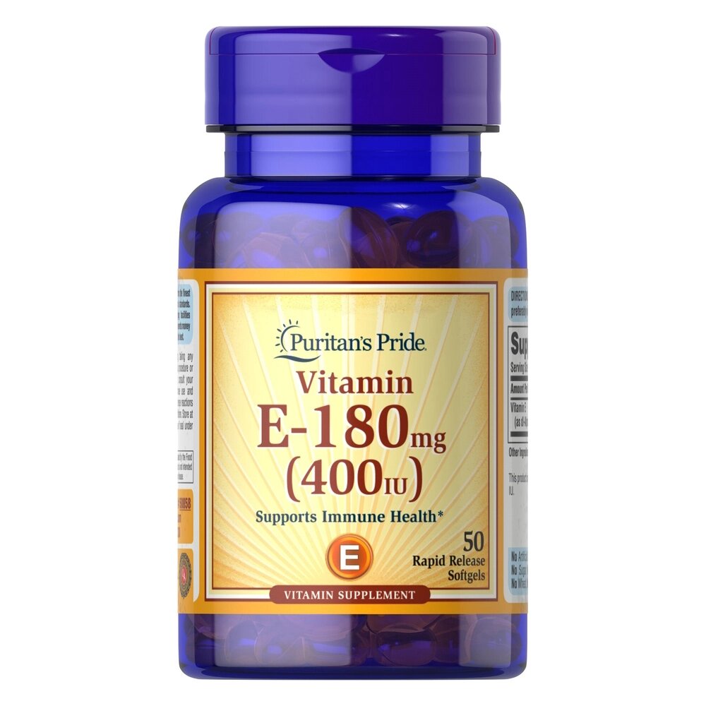 Вітаміни та мінерали Puritan's Pride Vitamin E 400 IU (180 mg), 50 капсул від компанії Shock km ua - фото 1