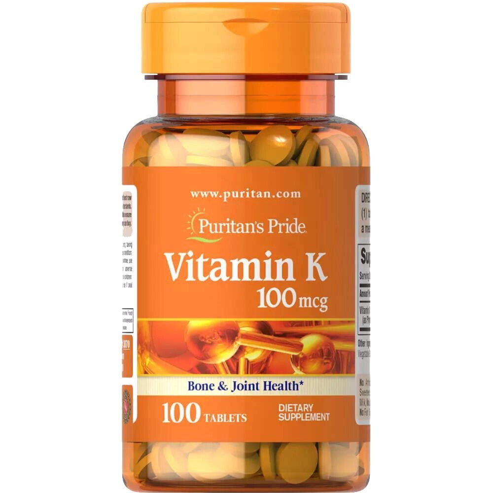 Вітаміни та мінерали Puritan's Pride Vitamin K 100 mcg, 100 таблеток від компанії Shock km ua - фото 1