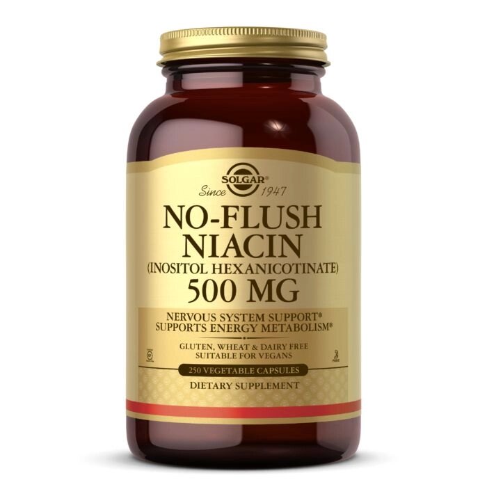Вітаміни та мінерали Solgar No-Flush Niacin 500 mg (Inositol Hexanicotinate), 250 вегакапсул від компанії Shock km ua - фото 1