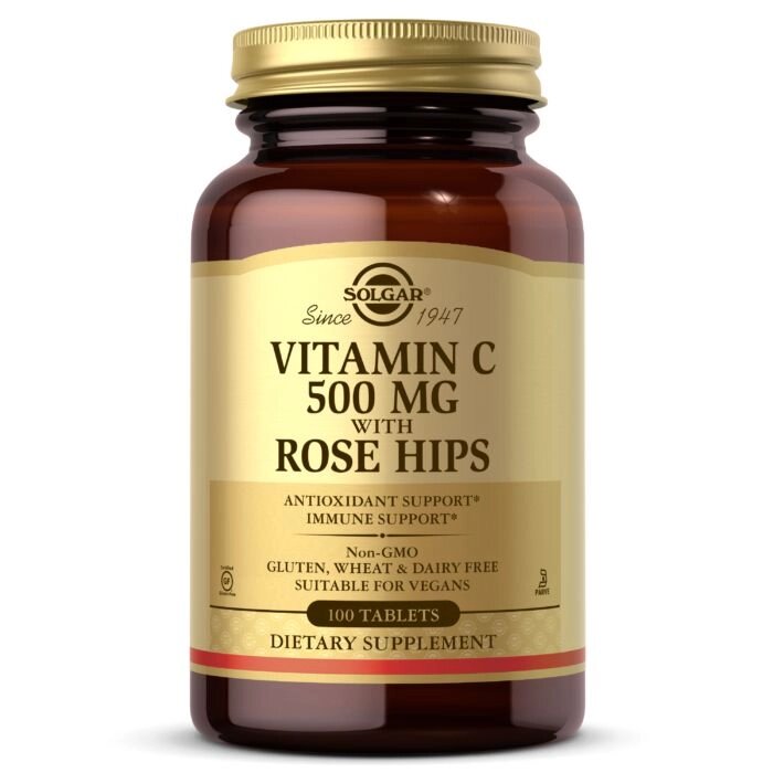 Вітаміни та мінерали Solgar Vitamin C With Rose Hips 500 mg, 100 таблеток від компанії Shock km ua - фото 1