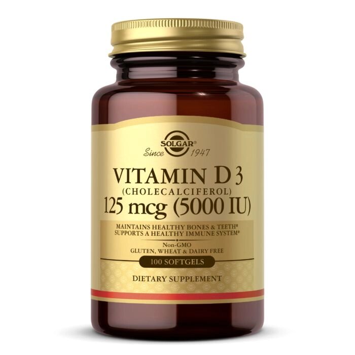 Вітаміни та мінерали Solgar Vitamin D3 125 mcg, 100 капсул від компанії Shock km ua - фото 1