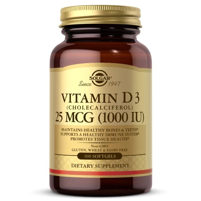 Вітаміни та мінерали Solgar Vitamin D3 25 mcg, 100 капсул від компанії Shock km ua - фото 1