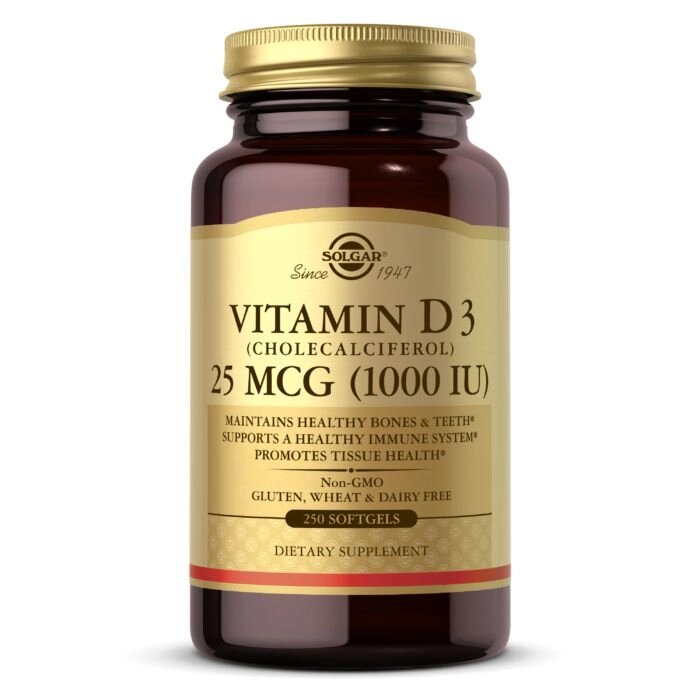 Вітаміни та мінерали Solgar Vitamin D3 25 mcg, 250 капсул від компанії Shock km ua - фото 1
