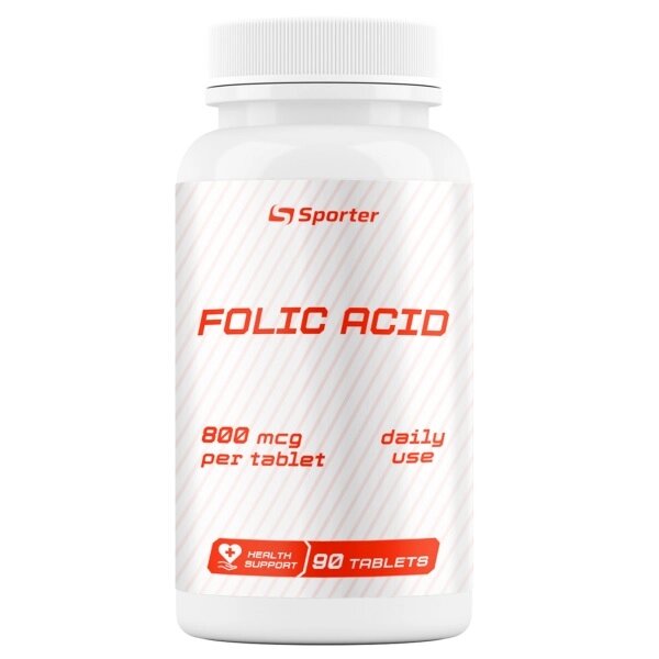 Вітаміни та мінерали Sporter Folic Acid 800 mcg, 90 таблеток від компанії Shock km ua - фото 1