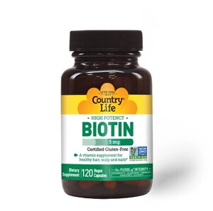 Вітаміни та мінерали Country Life High Potency Biotin 5 mg, 120 капсул