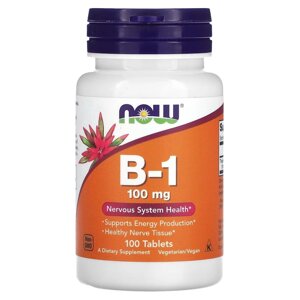 Вітаміни та мінерали NOW Vitamin B1 100 mg, 100 таблеток