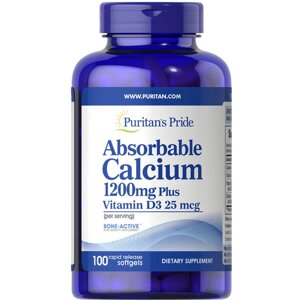 Вітаміни та мінерали Puritan's Pride Absorbable Calcium with Vitamin D, 100 капсул