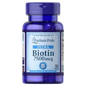 Вітаміни та мінерали Puritan's Pride Biotin 7500mcg, 50 таблеток