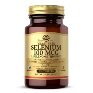 Вітаміни та мінерали Solgar Yeast-Free Selenium 100 mcg, 100 таблеток