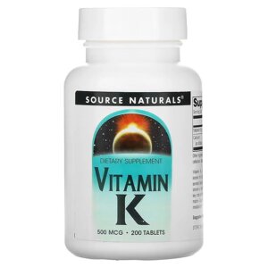 Вітаміни та мінерали Source Naturals Vitamin K 500 mcg, 200 таблеток