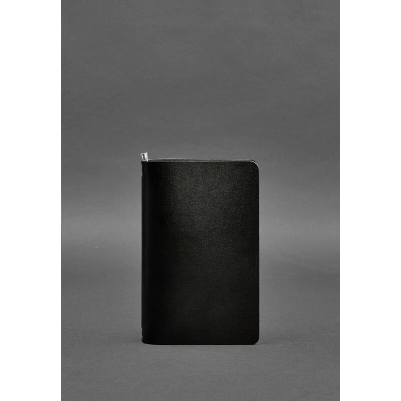 Вугільно-чорний шкіряний блокнот (софт-бук) 8.0 на гумці від компанії Shock km ua - фото 1