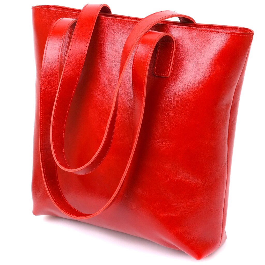 Яскрава жіноча сумка-шоппер із натуральної шкіри Shvigel 16366 Червоний від компанії Shock km ua - фото 1