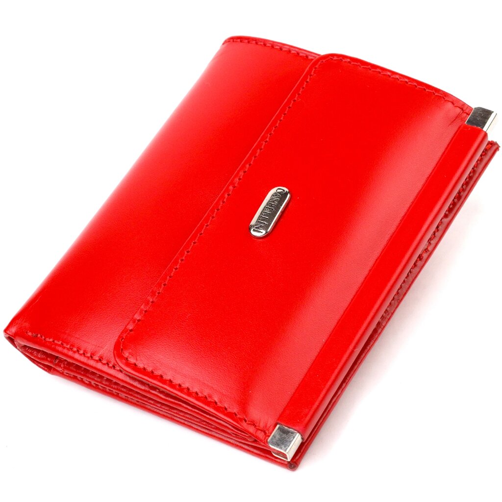Яскравий гаманець для жінок середнього розміру з натуральної гладкої шкіри CANPELLINI 21814 Червоний від компанії Shock km ua - фото 1