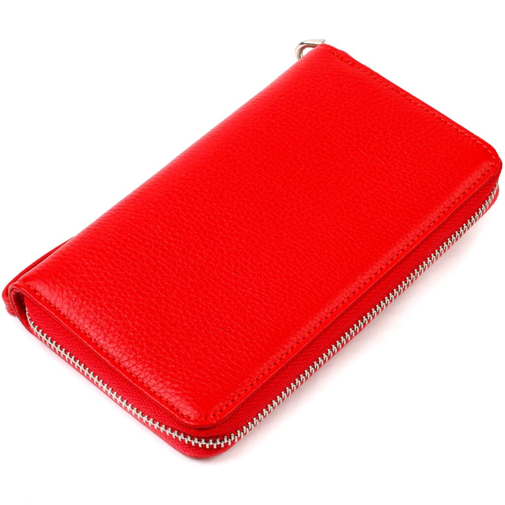 Яскравий гаманець-клатч для жінок із натуральної шкіри CANPELLINI 21619 Червоний від компанії Shock km ua - фото 1