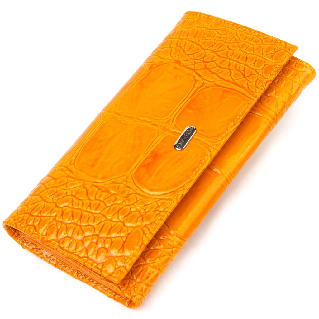 Яскравий жіночий гаманець із натуральної фактурної шкіри CANPELLINI 21651 Жовтий від компанії Shock km ua - фото 1