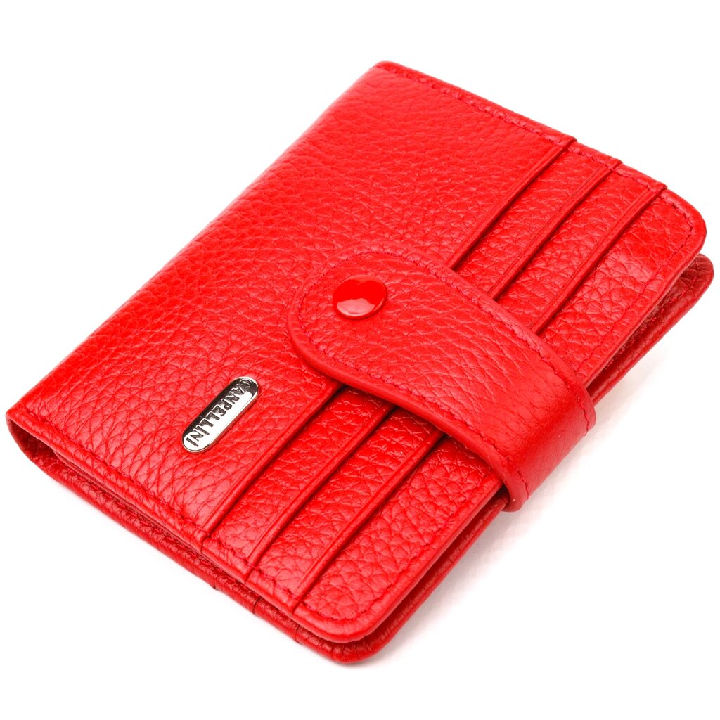 Яскравий жіночий гаманець із натуральної зернистої шкіри CANPELLINI 21690 Червоний від компанії Shock km ua - фото 1