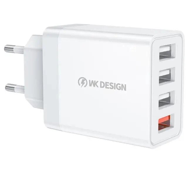 Зарядний пристрій USB WK WP-U125-White білий від компанії Shock km ua - фото 1