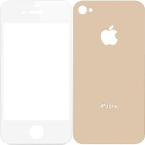 Защитное стекло TOTO 2,5D Full cover Tempered Glass front and back for iPhone 4/4S Gold