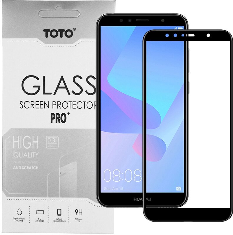 Защитное стекло TOTO 5D Full Cover Tempered Glass Huawei Y6 Prime 2018 Black від компанії Shock km ua - фото 1