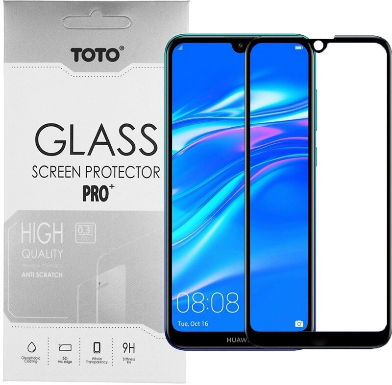 Защитное стекло TOTO 5D Full Cover Tempered Glass Huawei Y7 2019 Black від компанії Shock km ua - фото 1