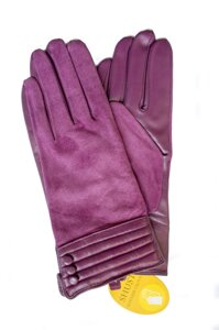 Жіночі комбіновані рукавички шкіра+замша 717s3