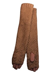 Жіночі рукавички стрейч довгі+митенка Руді