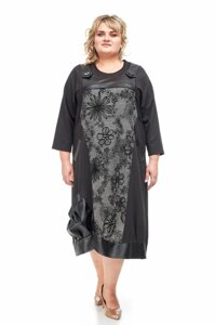 Жіноча Стильна Сукня "Кальярі 2" вільного крою Великого розміру зі вставками 62-64; 66-68 Батал