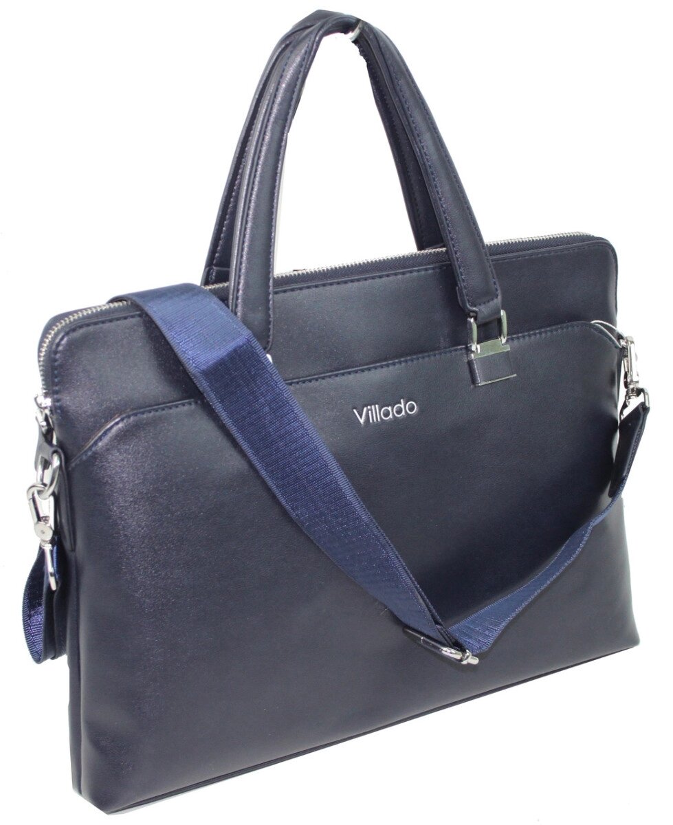 Жіноча ділова сумка, портфель з екошкіри Villado синя від компанії Shock km ua - фото 1