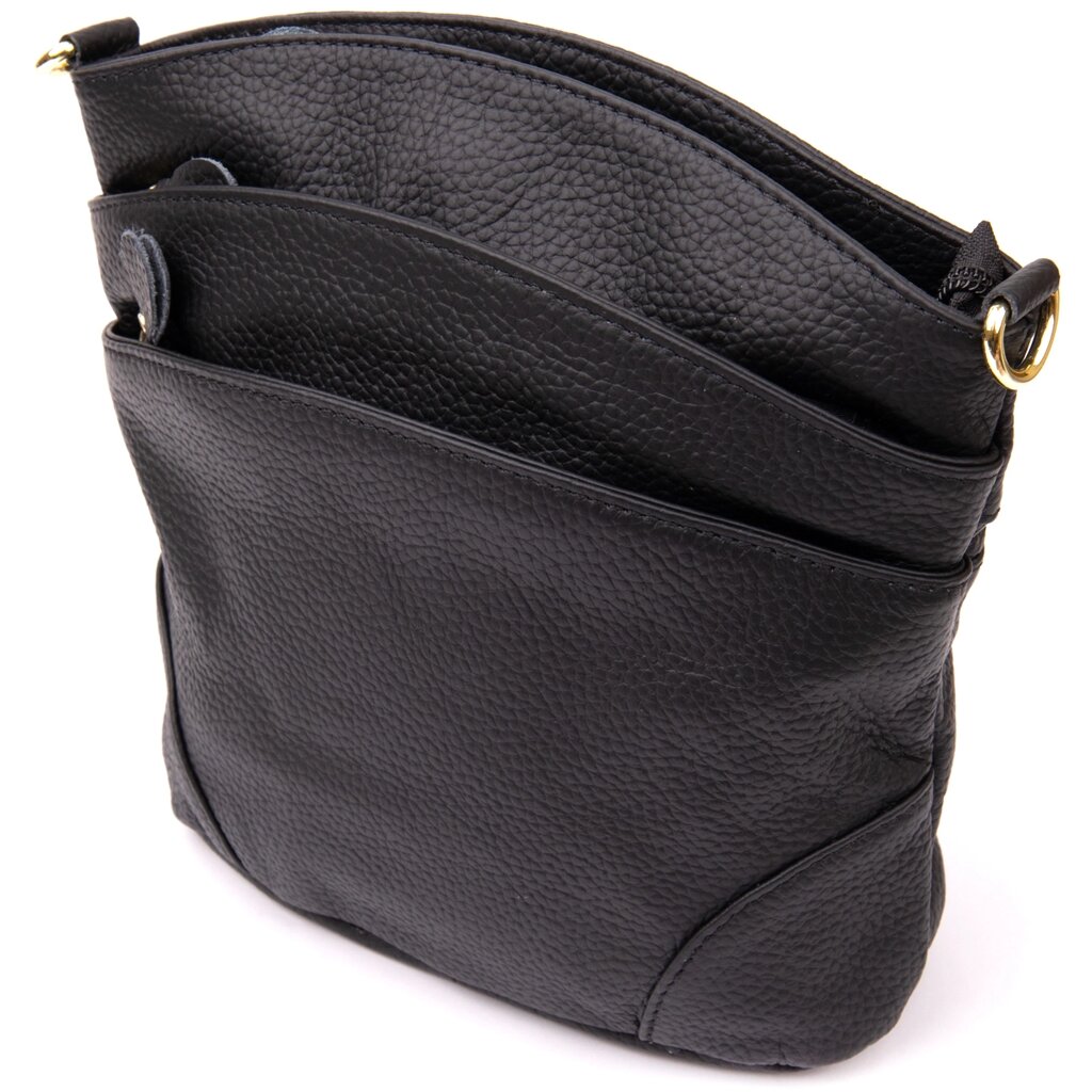Жіноча компактна сумка зі шкіри 20415 Vintage Чорна від компанії Shock km ua - фото 1