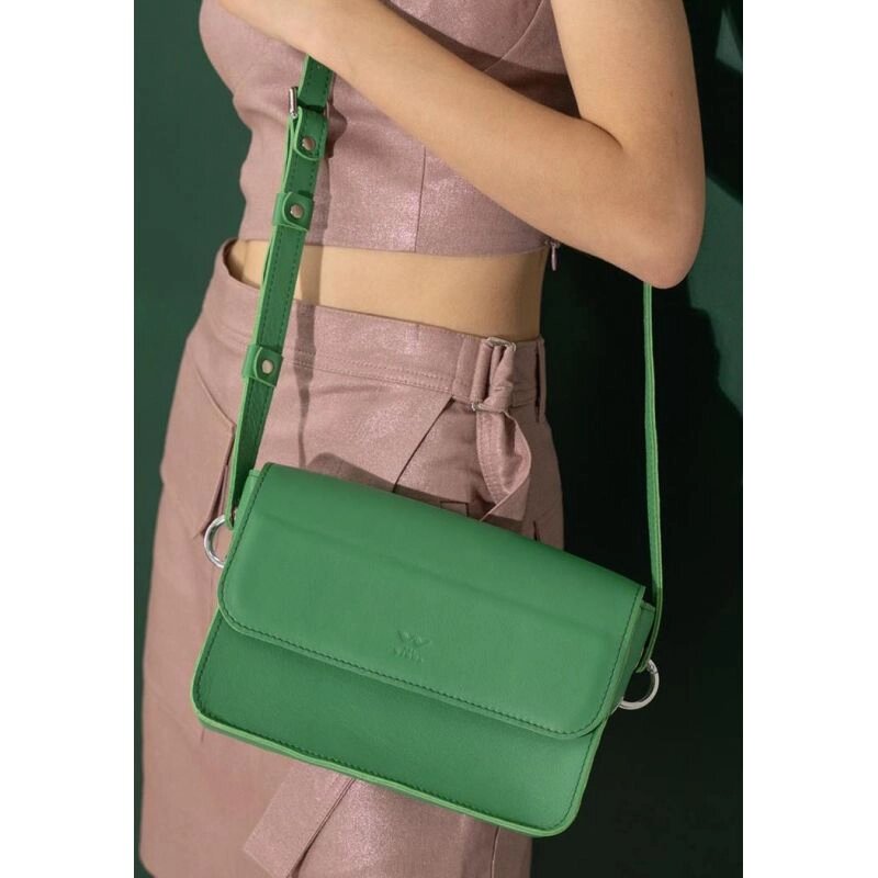 Жіноча шкіряна міні сумка Moment зелена від компанії Shock km ua - фото 1