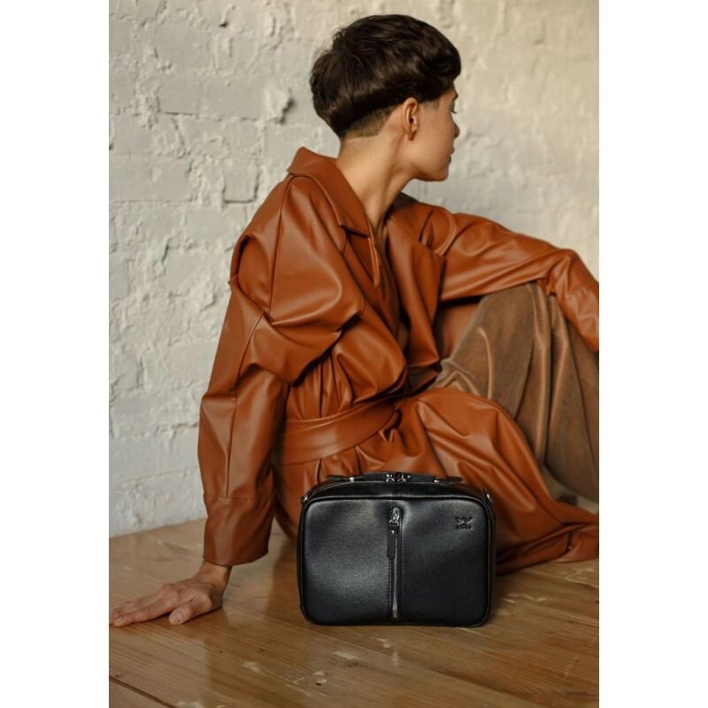 Жіноча шкіряна сумка Avenue чорна Saffiano від компанії Shock km ua - фото 1