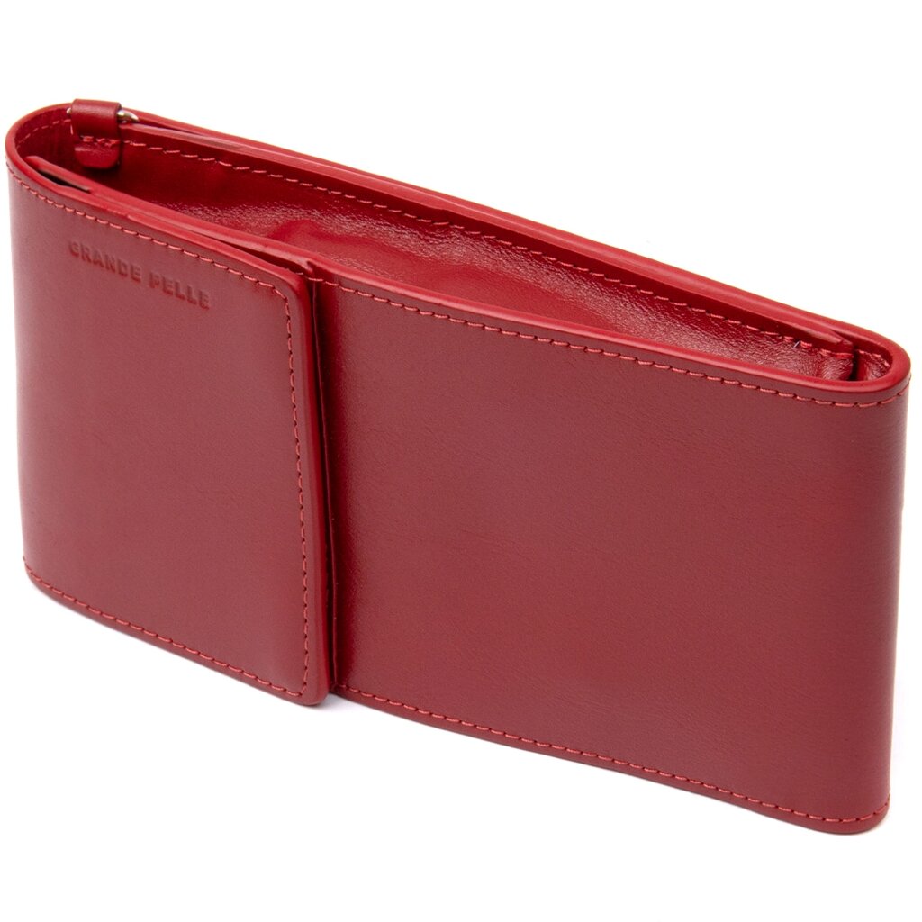 Жіноча шкіряна сумка-гаманець GRANDE PELLE 11441 Червоний від компанії Shock km ua - фото 1