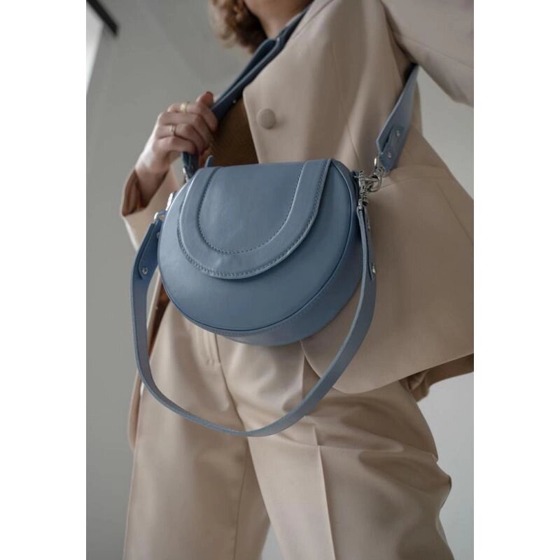 Жіноча шкіряна сумка Mandy блакитна від компанії Shock km ua - фото 1