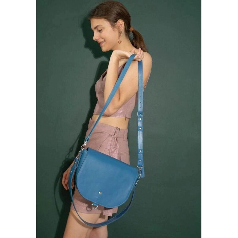 Жіноча шкіряна сумка Ruby L яскраво-синя від компанії Shock km ua - фото 1