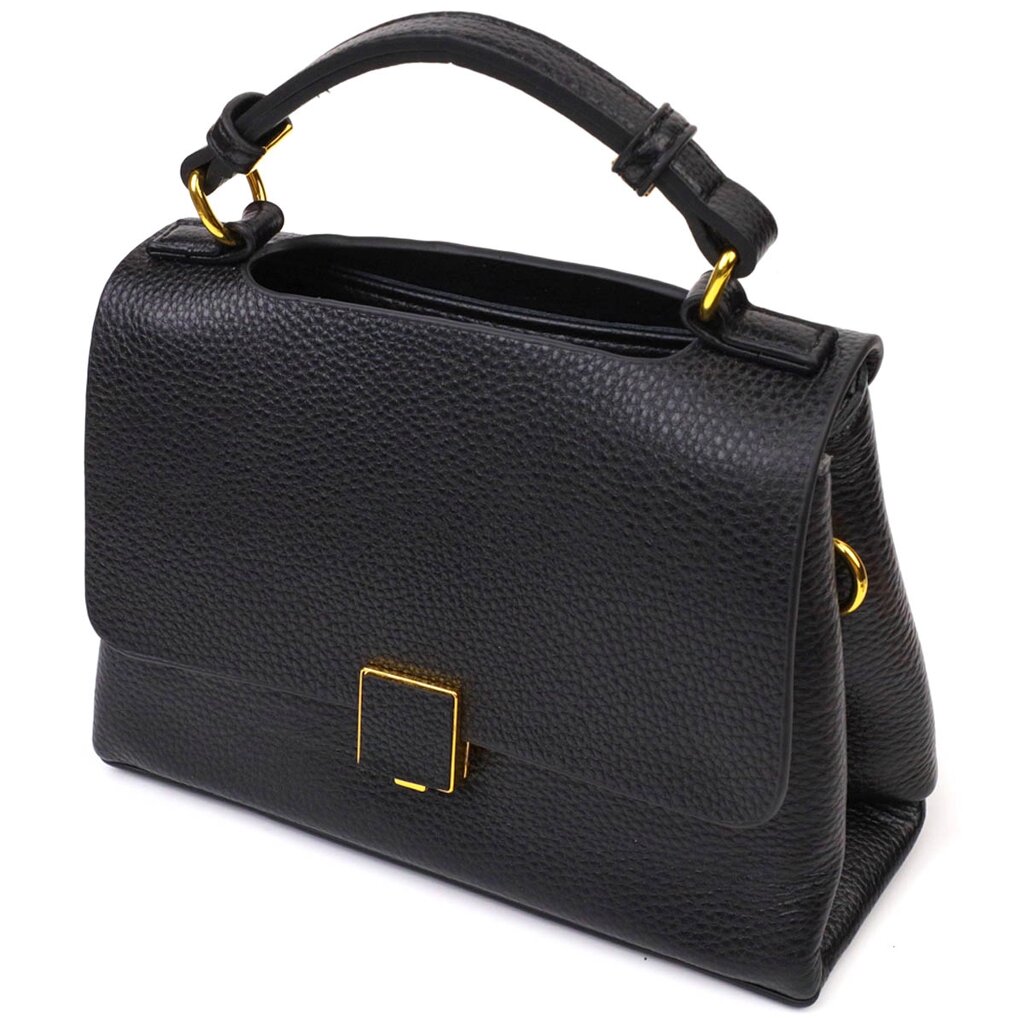 Жіноча стильна сумка з натуральної шкіри 22074 Vintage Чорна від компанії Shock km ua - фото 1