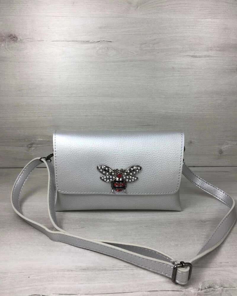 Жіноча сумка клатч «Келлі» срібло від компанії Shock km ua - фото 1