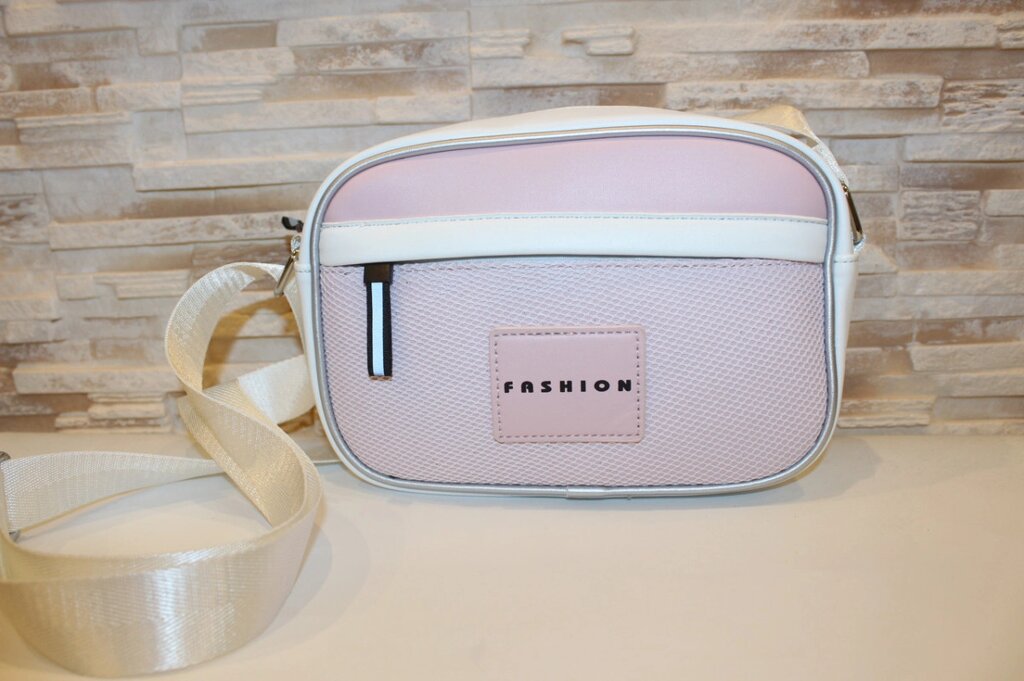 Жіноча сумка клатч рожева з білими вставками код 7-2072 від компанії Shock km ua - фото 1