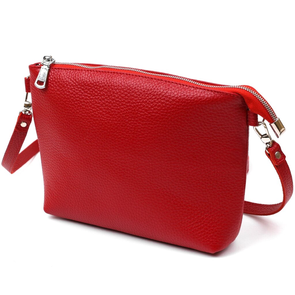 Жіноча сумка крос-боді із натуральної шкіри Shvigel 16342 Червоний від компанії Shock km ua - фото 1