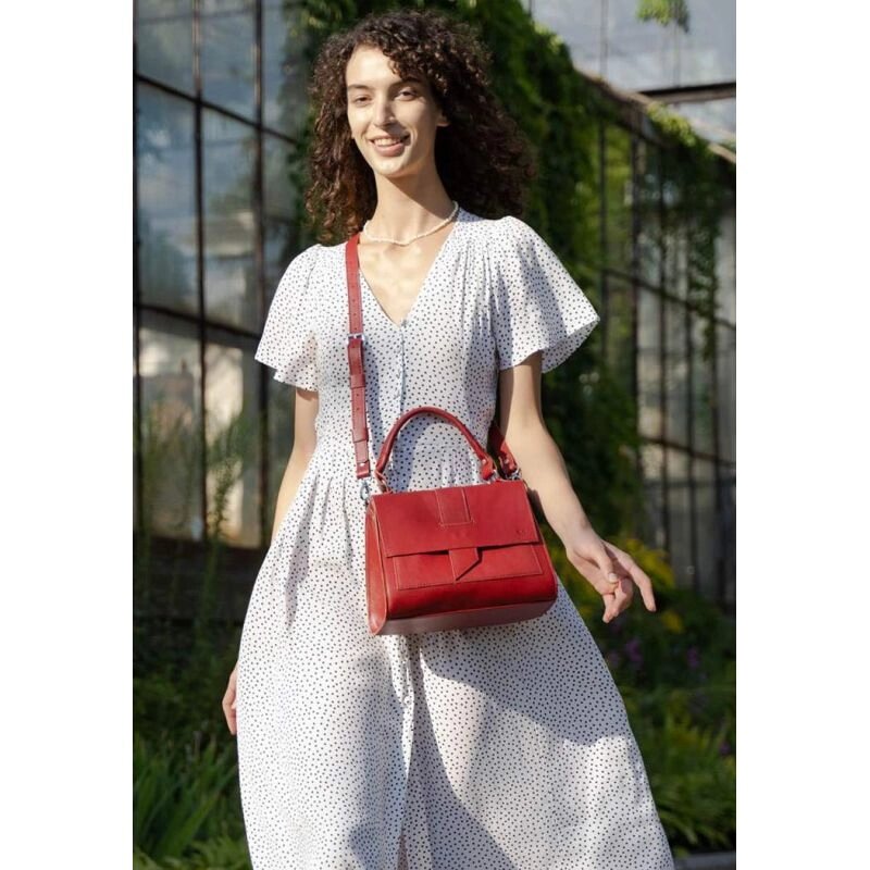 Жіноча шкіряна сумка Ester червона від компанії Shock km ua - фото 1