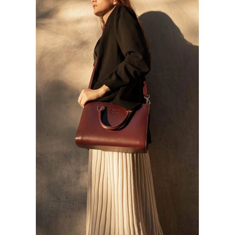 Жіноча шкіряна сумка Fancy бордова краст від компанії Shock km ua - фото 1