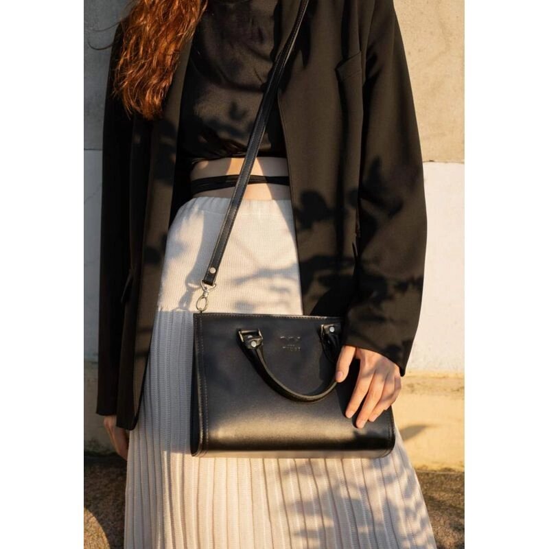 Жіноча шкіряна сумка Fancy чорна краст від компанії Shock km ua - фото 1