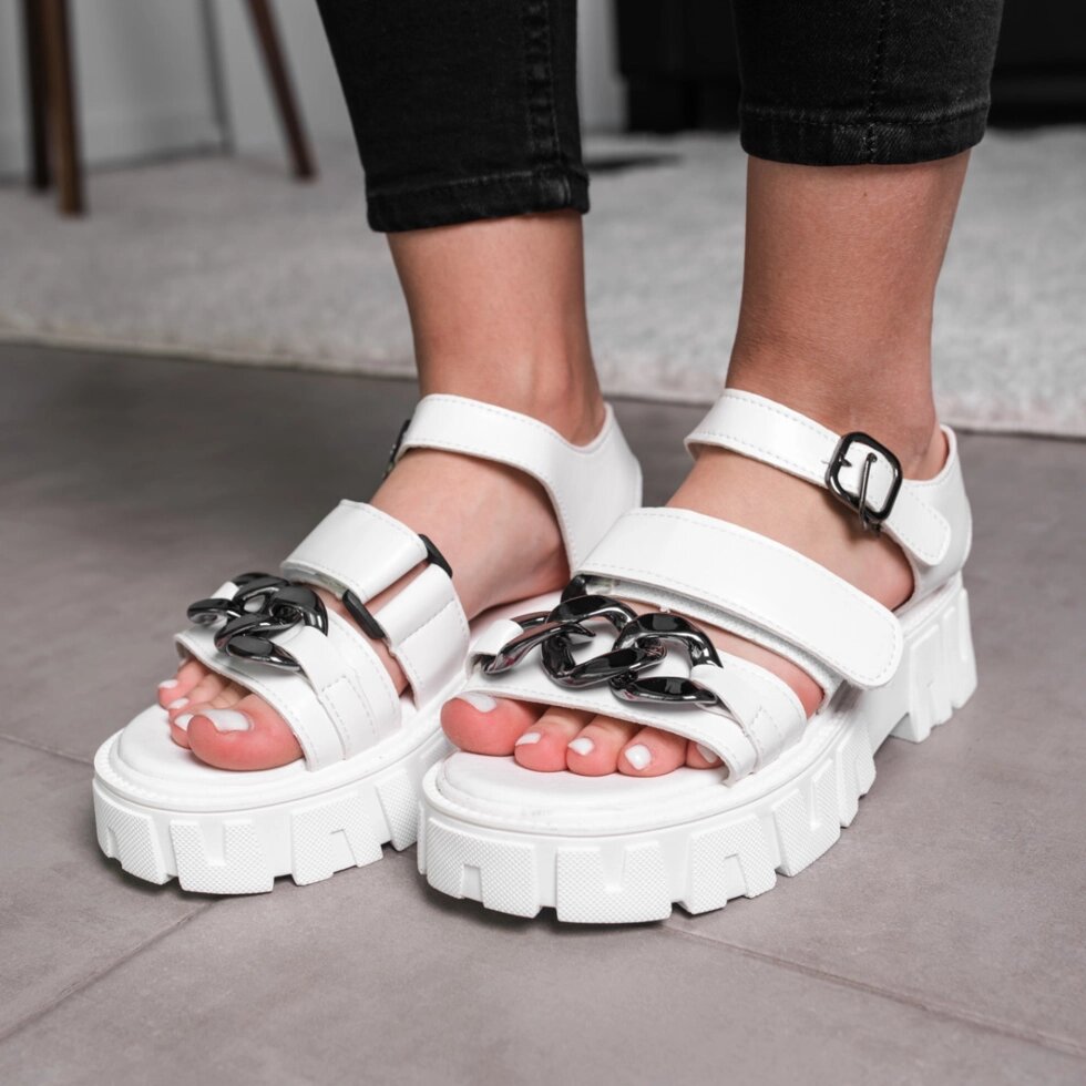 Жіночі сандалі Fashion Nala 3651 37 розмір 23,5 см Білий від компанії Shock km ua - фото 1