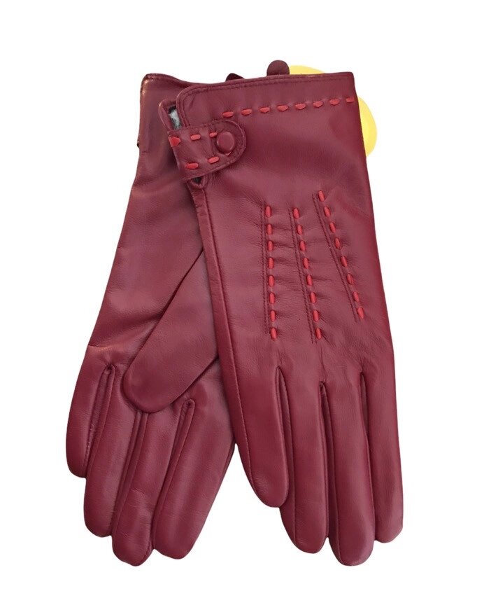 Жіночі шкіряні рукавички 405 бордові від компанії Shock km ua - фото 1